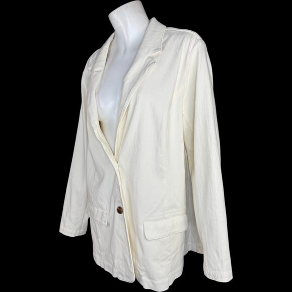 Isaac Mizrahi Live! Knit Denim Classic‎ Slimming Blazer Cream 1X NWOT Career - Picture 6 of 14